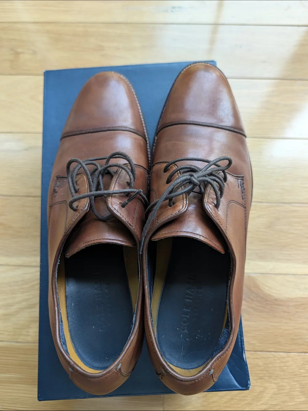 Clarks Brown Leather Cap-Toe Derby Shoes 9.5 Like New